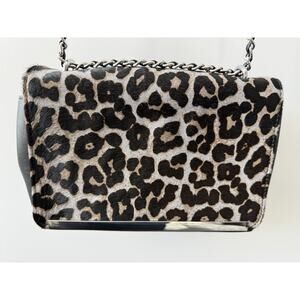 Talbots Leopard Print Crossbody Bag Chain Strap Animal Print Shoulder Purse